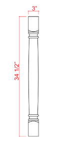 SWO-CLDL — Classic Decorative Leg - 3"W x 34 1/2"H x 3"D