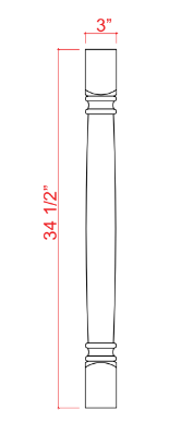 SDW-CLDL — Classic Decorative Leg - 3"W x 34 1/2"H x 3"D