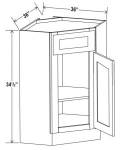 SW-CSB36 — Corner Sink Base - 36”W x 34-1/2”H x 24”D, 1 False Drw front, 1D