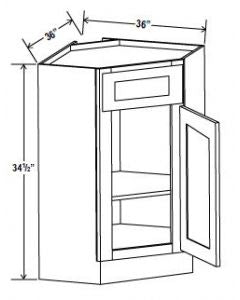 GR-CSB36 — Corner Sink Base - 36”W x 34-1/2”H x 24”D, 1 False Drw front, 1D