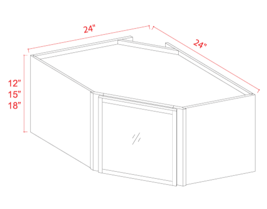 24" W Diagonal Corner Wall Glass Door