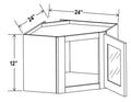 SW-DCW2412GD — Diagonal Corner Wall with Glass Door - 24”W x 12”H x 12”D - 1D