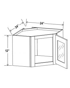 SW-DCW2412GD — Diagonal Corner Wall with Glass Door - 24”W x 12”H x 12”D - 1D