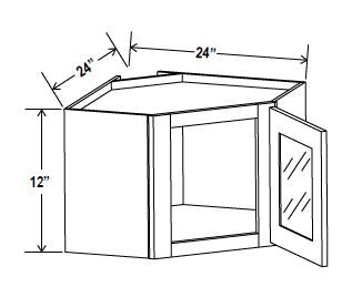 NB-DCW2412GD — Diagonal Corner Wall with Glass Door - 24”W x 12”H x 12”D - 1D