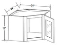 NB-DCW2412GD — Diagonal Corner Wall with Glass Door - 24”W x 12”H x 12”D - 1D
