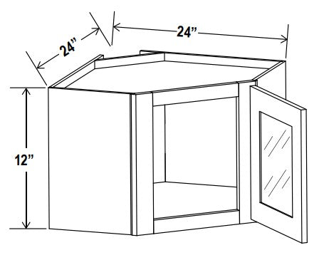 SW-DCW2412GD — Diagonal Corner Wall with Glass Door - 24”W x 12”H x 12”D - 1D