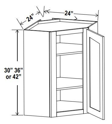 SW-DCW2430 — Diagonal Corner Wall Cabinet - 24”W x 30”H x 12”D - 1D -2S