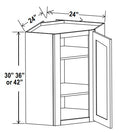 NB-DCW2430 — Diagonal Corner Wall Cabinet - 24”W x 30”H x 12”D - 1D -2S