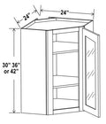 SW-DCW2430GD — Diagonal Corner Wall with Glass Door - 24”W x 30”H x 12”D - 1D, 2S