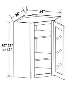 SW-DCW2442GD — Diagonal Corner Wall with Glass Door - 24”W x 42”H x 12”D - 1D, 3S