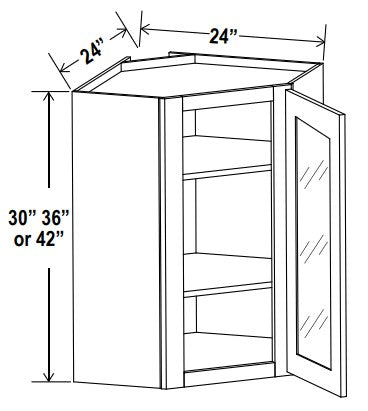 GR-DCW2430GD — Diagonal Corner Wall with Glass Door - 24”W x 30”H x 12”D - 1D, 2S