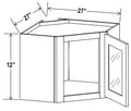 SW-DCW2712GD — Diagonal Corner Wall with Glass Door - 27”W x 12”H x 12”D - 1D