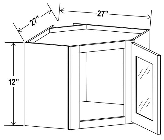 CW-DCW2712GD — Diagonal Corner Wall with Glass Door - 27”W x 12”H x 12”D - 1D