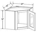 NB-DCW2712GD — Diagonal Corner Wall with Glass Door - 27”W x 12”H x 12”D - 1D