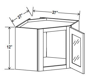 NB-DCW2712GD — Diagonal Corner Wall with Glass Door - 27”W x 12”H x 12”D - 1D