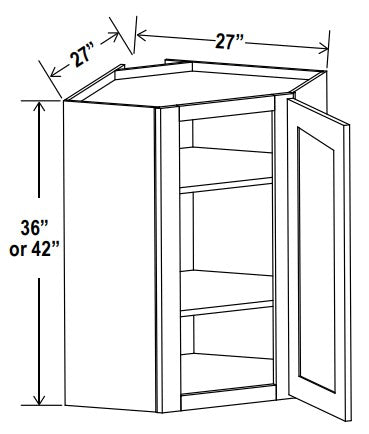 SW-DCW2742 — Diagonal Corner Wall Cabinet - 27”W x 42”H x 12”D - 1D -3S