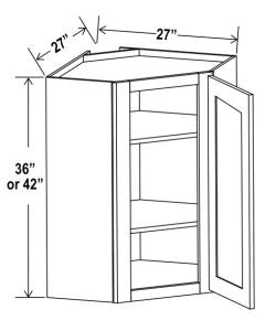 SW-DCW2736 — Diagonal Corner Wall Cabinet - 27”W x 36”H x 12”D - 1D -2S