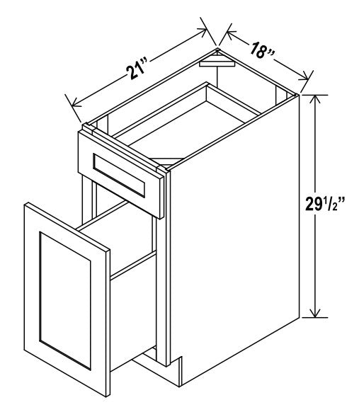 CW-DFB18 — Desk file Drawer Base Cabinet - 18”W X 29-1/2"H X 22"D, 2Drws