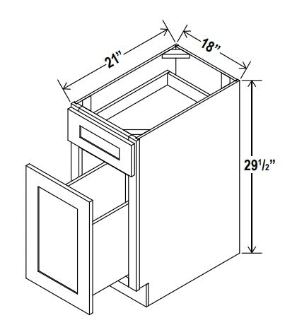 SW-DFB18 — Desk file Drawer Base Cabinet - 18”W X 29-1/2"H X 22"D, 2Drws