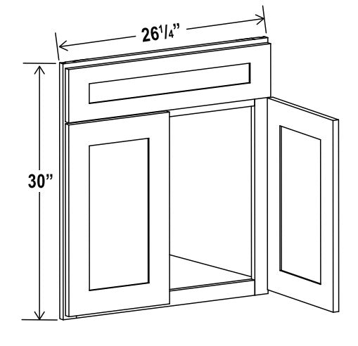 CW-DCSF42 — Corner Sink Base Front - 26-1/4”W x 30”H - for use with SBF4242