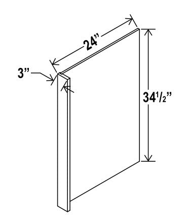 SE-DWR3 — Dishwasher Panel with 3”W Return Filler - 24”W X 34-1/2”H X 1/2”D
