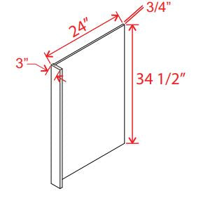 SWO-DWR3 — Dishwasher Return Panel w/3"W Filler - 24"W X 34-1/2"H X 1/2"D