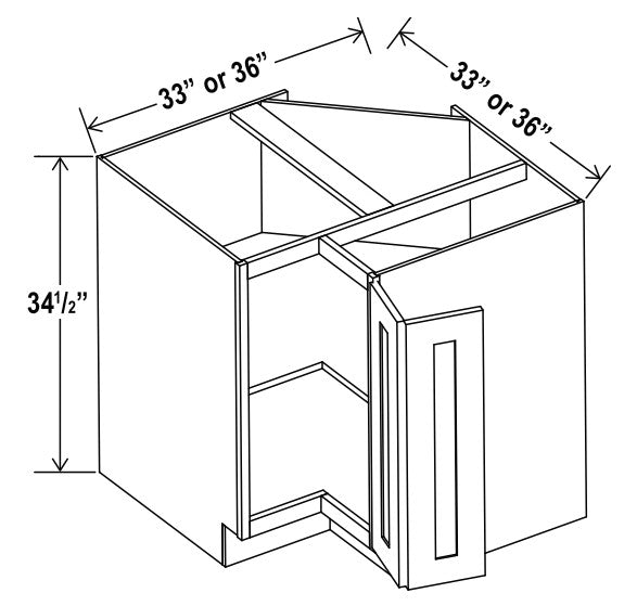 Unlimited Framed — Easy Reach Base Cabinet - 36”W x 34-1/2”H - 2D, 1S                                  *Add Wood/Chrome Tray 33 to convert to Lazy Susan (LSB36) — highest-resolution technical cabinet drawing