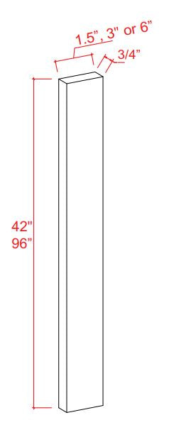 Slim Shaker — Tall Filler - 1.5"W x 96"H x 3/4"D — highest-resolution technical cabinet drawing