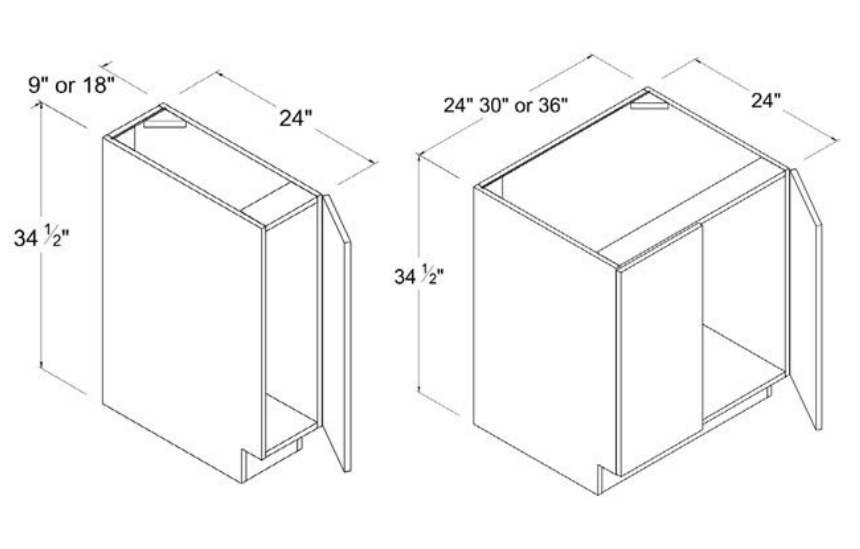 MB-FHB18 — Full-High Door Base Cabinet - 18"W X 34 1/2"H X 24"D - 1 Door - 1 Shelf
