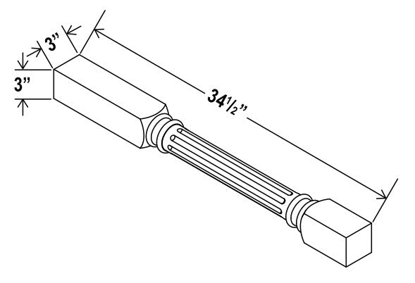 SW-FLDL — Fluted Decorative Leg - 3”W x 34 1/2”H x 3”D