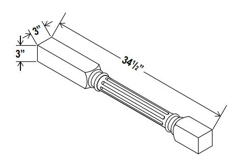 GR-FLDL — Fluted Decorative Leg - 3”W x 34 1/2”H x 3”D