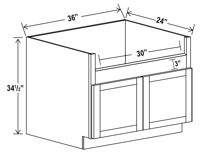 CW-FSB36 — Farm Sink Base - 36”W X 34-1/2”H X 24”D, 2D