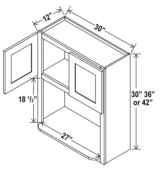 Classic Framed — Microwave Open Shelf Cabinet - 30”W x 36”H x 12”D - 2D — cabinet product image