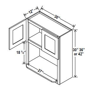 Classic Framed — Microwave Open Shelf Cabinet - 30”W x 36”H x 12”D - 2D — cabinet product image