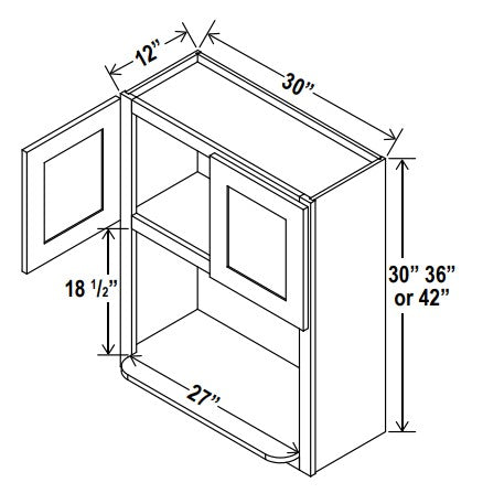 Classic Framed — Microwave Open Shelf Cabinet - 30”W x 30”H x 12”D - 2D — cabinet product image