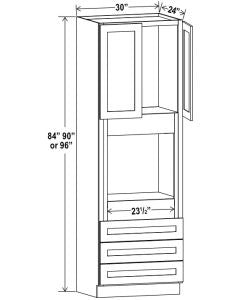 Classic Framed — Single Oven Cabinet - 30”W x 90”H X 24”D - 2D, 3Drw, 1S — cabinet product image