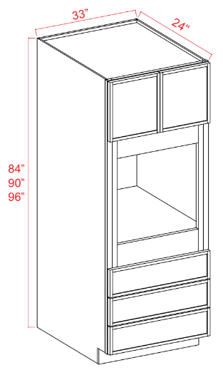 SWO-O339624 — Oven Cabinet - 33"W x 96"H X 24"D - 2D, 3DRW, 1S