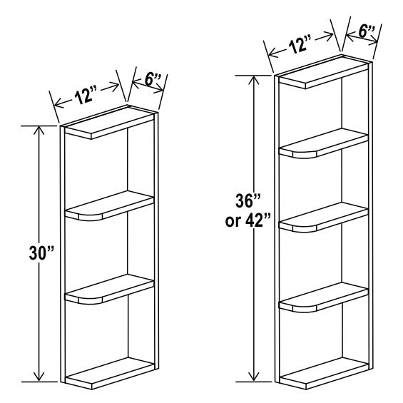 Unlimited Framed — Wall Open End Shelf - 6”W x 30”H x 12”D - 2S — highest-resolution technical cabinet drawing