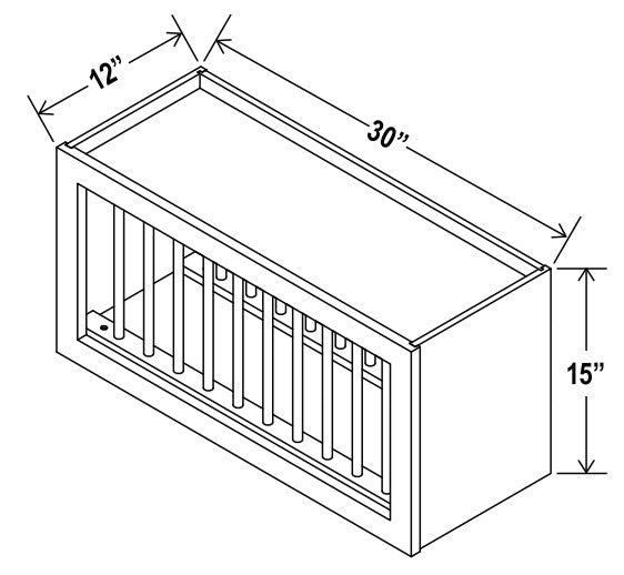 Unlimited Framed — Wall Plate Rack Cabinet - 30”W x 15”H x 12”D — highest-resolution technical cabinet drawing