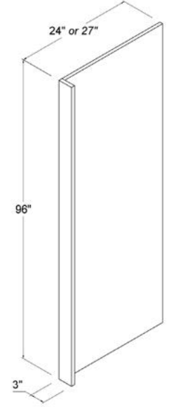 MB-REPV2796 — Refrigerator Panel with 3"W Return Filler - Panel 27"D X 96"H X 3/4"W - Return Filler 3"W X 96"H X 3/4"D