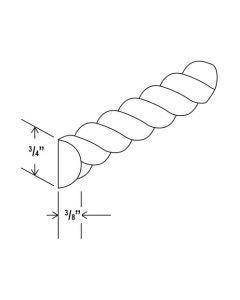 Classic Framed — Rope Moulding - 96”L x 3/4”W x 3/8”D, Use with RCM4S — cabinet product image