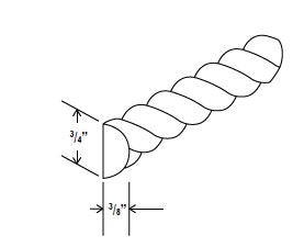 Classic Framed — Rope Moulding - 96”L x 3/4”W x 3/8”D, Use with RCM4S — cabinet product image