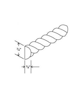 Classic Framed — Rope Moulding - 96”L x 3/4”W x 3/8”D, Use with RCM4S — cabinet product image