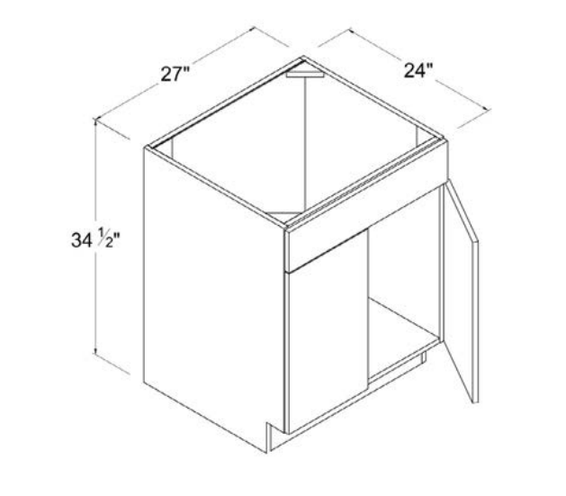 MB-SB27 — Sink Base Cabinet - 27"W X 34 1/2"H X 24"D - 2 Doors - 1 False Drawer Faces