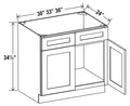 AG-SB33 — Sink Base  - 33”W x 34-1/2”H x 24”D - 2 False Drw fronts, 2D