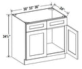 NB-SB30 — Sink Base  - 30”W x 34-1/2”H x 24”D - 2 False Drw fronts, 2D