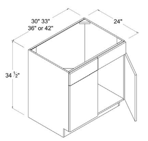 MB-SB30 — Sink Base Cabinet - 30"W X 34 1/2"H X 24"D - 2 Doors - 2 False Drawer Faces