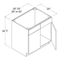MB-SB42 — Sink Base Cabinet - 42"W X 34 1/2"H X 24"D - 2 Doors - 2 False Drawer Faces