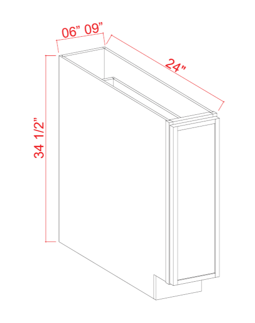 SWO-BT09 — Base Cabinet - 9"W x 34-1/2"H x 24"D - 1D