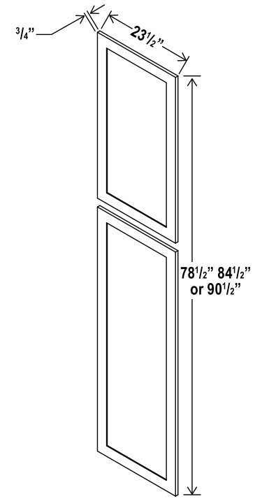 Unlimited Framed — Tall Decorative Door Panel (2 Doors, use for 90"H Tall Cabinets) -               Top Door 23-1/2”W x 35”H, Bottom Door 23-1/2"W x 49-1/4" — highest-resolution technical cabinet drawing